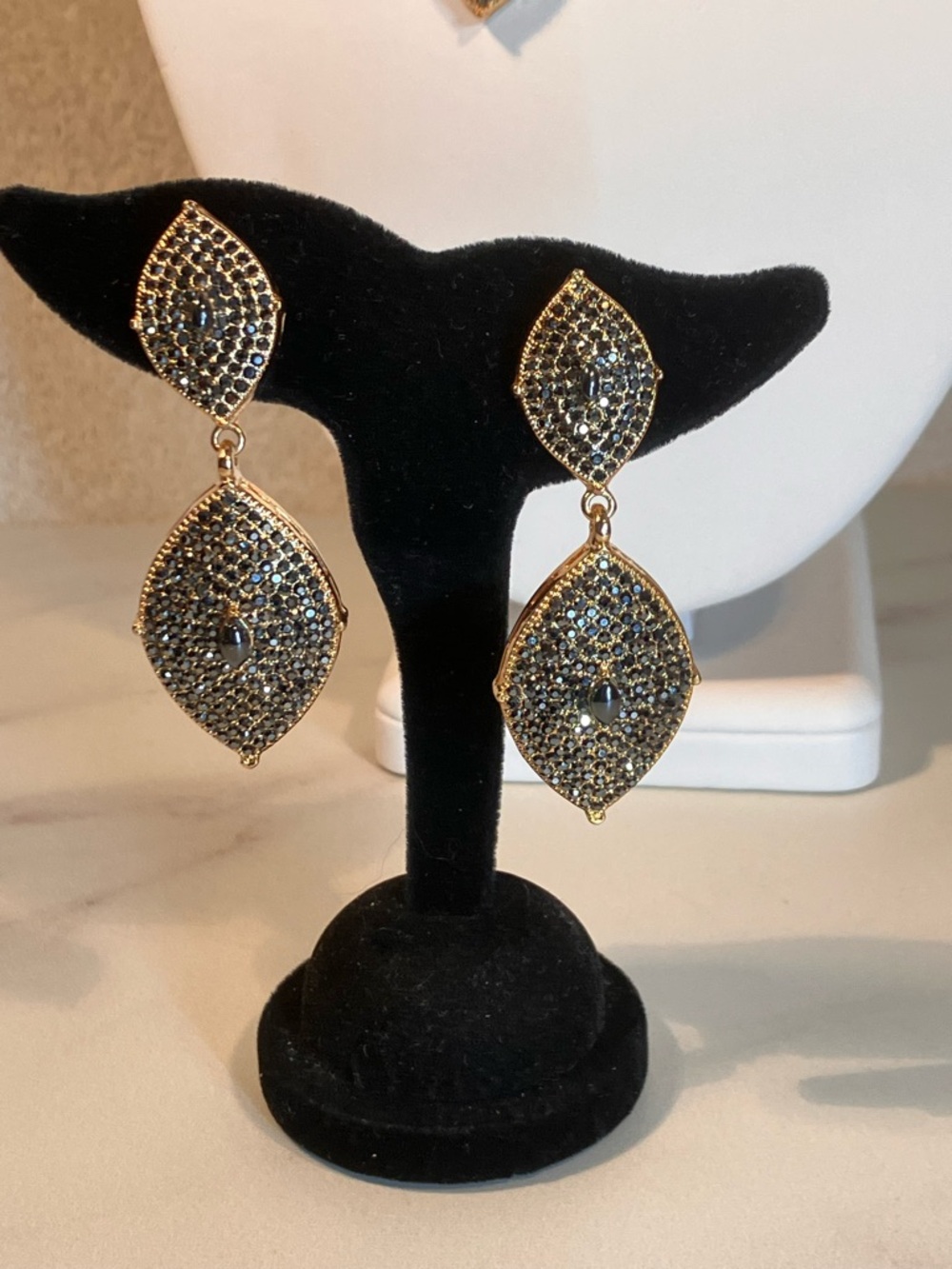 ‘Sophistication’ earrings. Micro- mini hematite crystals.